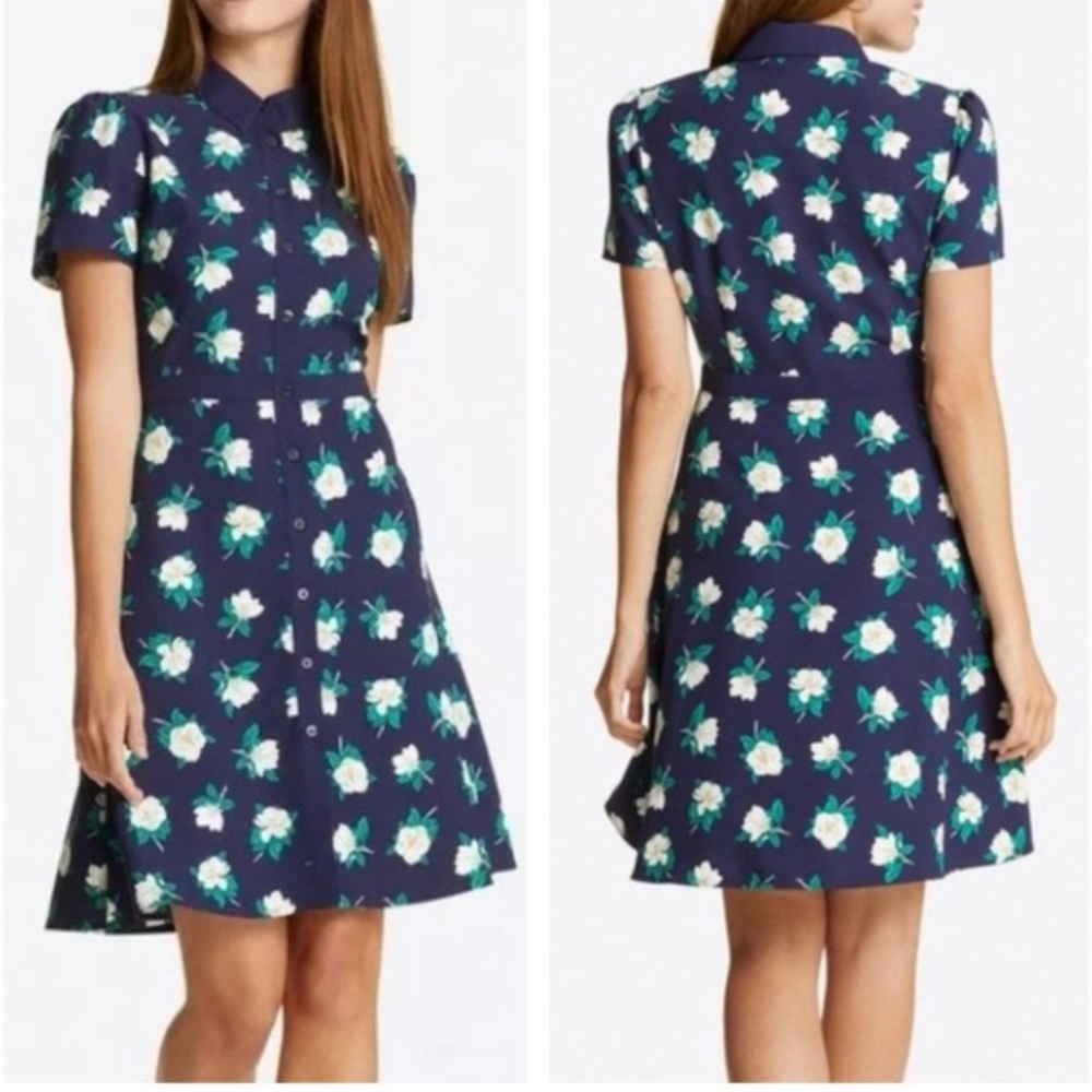 Draper James Faith Shirt Dress in Navy Magnolia, Size 10 - Picture 14 of 14